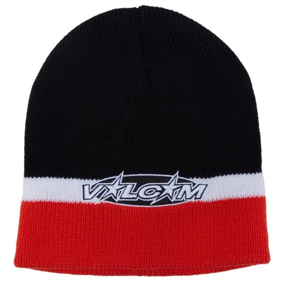 Volcom Hot Tune Beanie in Black, Orange and white Volcom logo Embroidered NWT